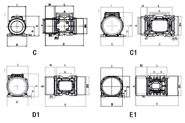 普田振動(dòng)電機(jī)尺寸圖 普田振動(dòng)電機(jī)尺寸圖